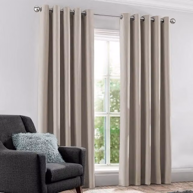 Velosso Kassidy Blackout Eyelet Curtains in Beige, Width: 168 cm, Drop: 229 cm – 1