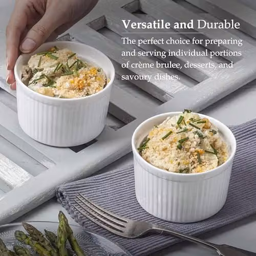 WM Bartleet & Sons Porcelain Deep Ramekins with Lids, Set of 2, White, 10 cm Diameter – 4
