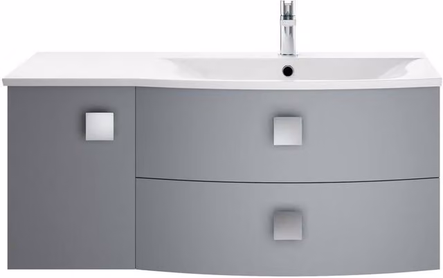 Balterley Gentleshaw Right-Hand Vanity Basin Unit with 1 Door and 2 Drawers, Grey