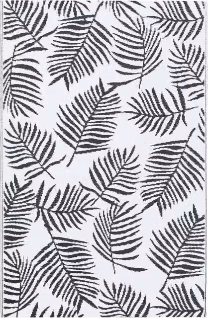 Berkfield Home Floral Outdoor Carpet in White and Black, W: 160 cm, L: 230 cm