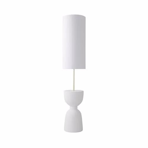 ValueLights Esme Floor Lamp with Ceramic Base and Beige Fabric Shade including LED Bulb – 1