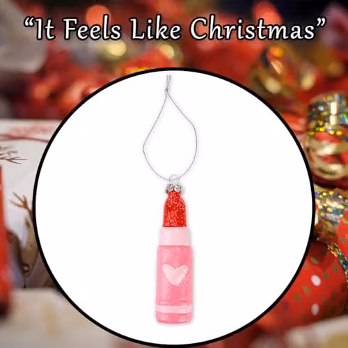 VFM e-Store Pink Lipstick Christmas Tree Hanging Ornament, H 11.5 x W 2.6 x D 2.6 cm – 7