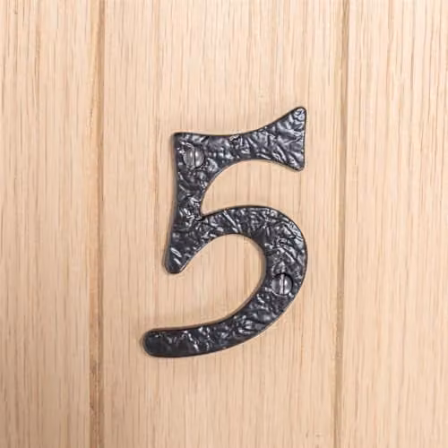 Hammer and Tongs Rustic Iron Number 5 Wall Numeral in Grey, Height: 8.5 cm – 4