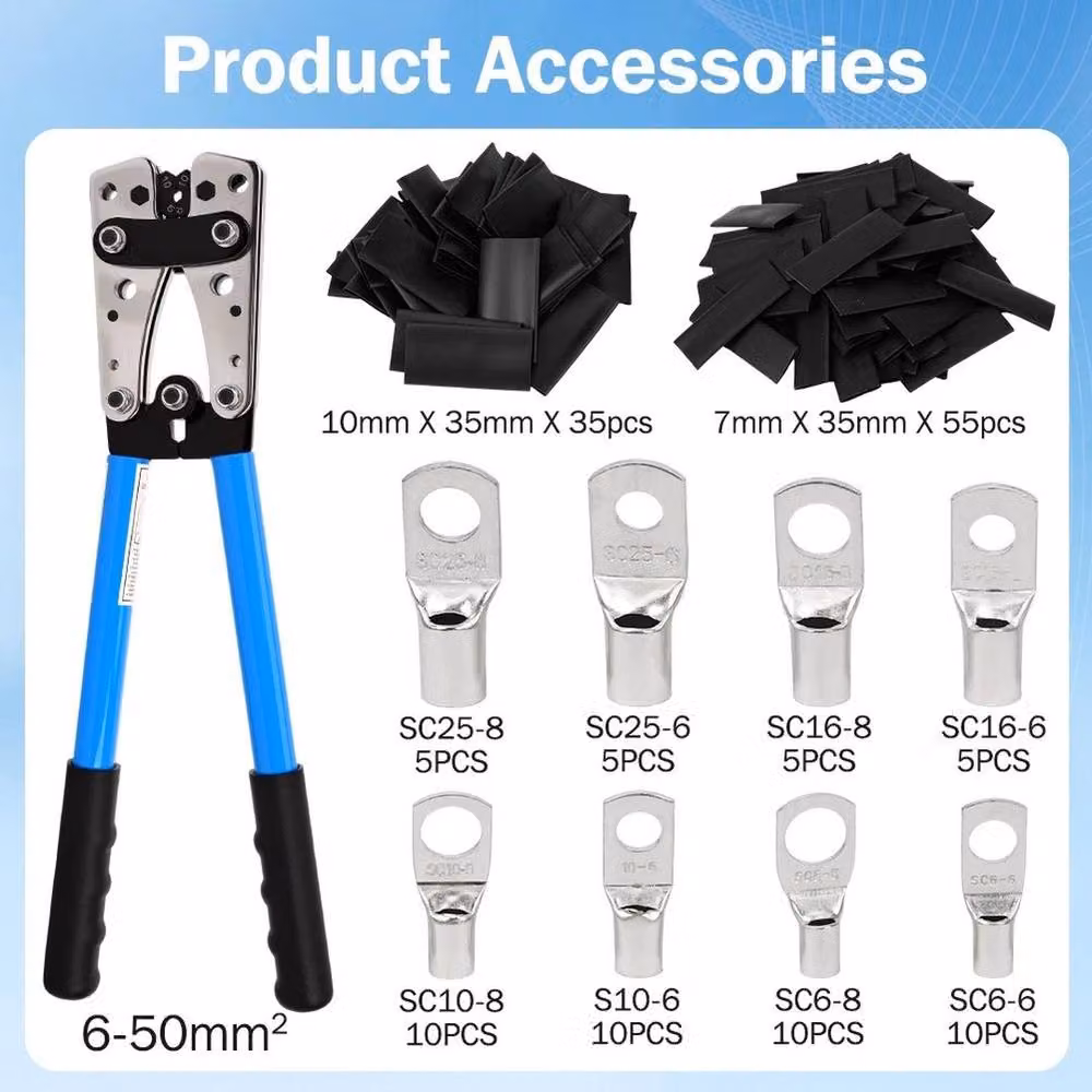 FLAVORA Heavy Duty Battery Cable Crimper Kit, Blue, Length: 10000 mm, Width: 520 mm, Height: 38 mm – 3