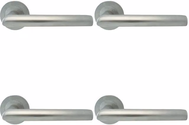 Loops 4x Pair Straight Mitred Bar Handles with Round Rose and Concealed Fixings in Satin Chrome