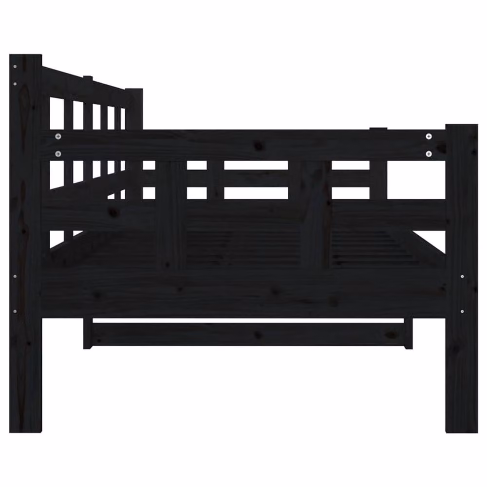 Berkfield Home Rustic Black Solid Wood Pine Day Bed W: 80 cm, L: 200 cm – 4