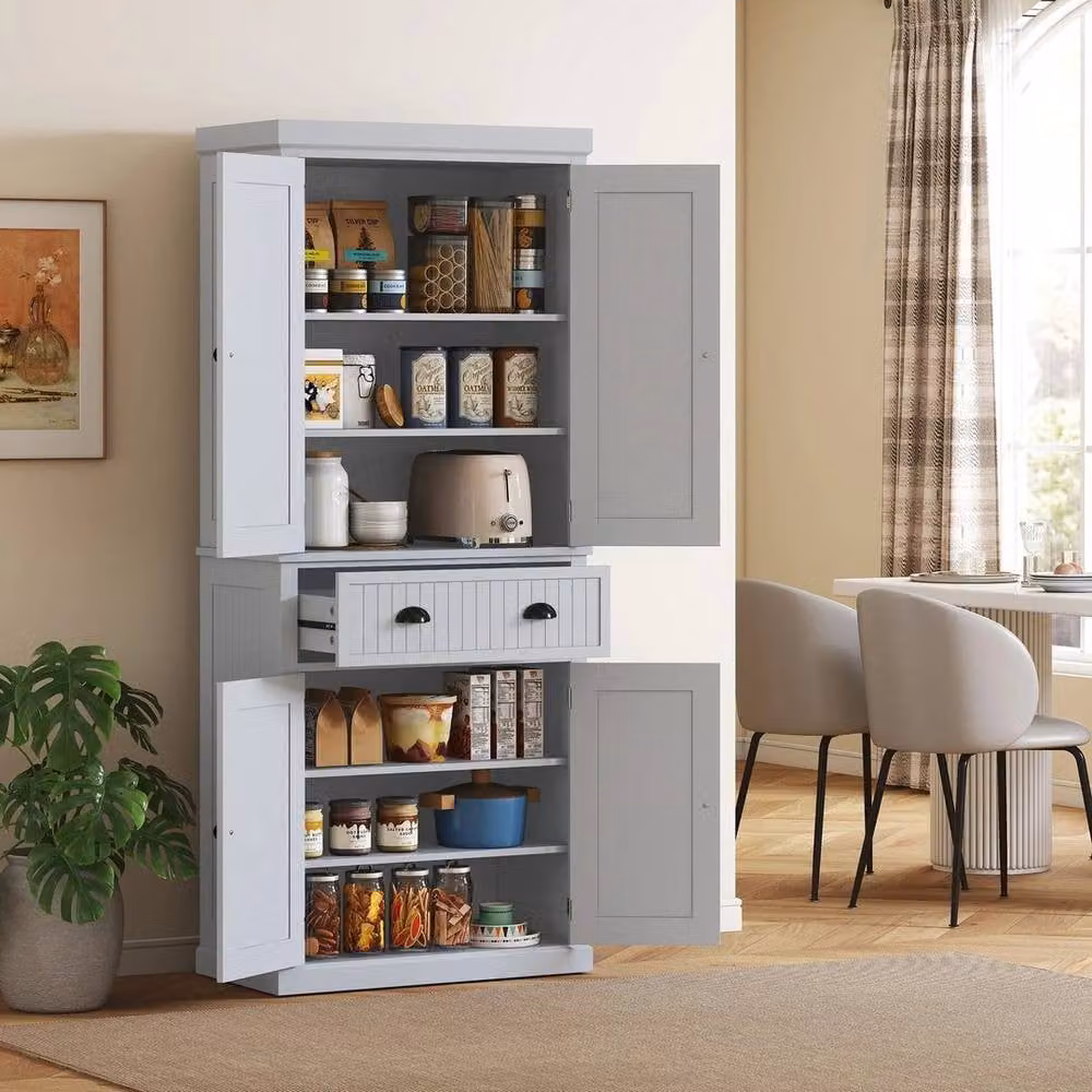 FORGEVIO Tall Kitchen Cupboard and Pantry Cabinet in Matt Grey, H: 183.0 cm, W: 40.2 cm, D: 76.2 cm – 2