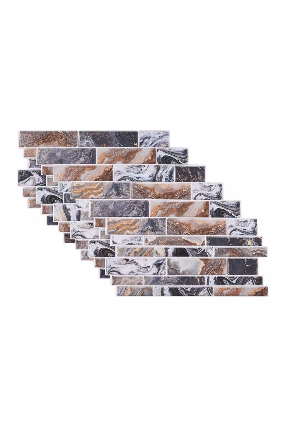 Living and Home 20Pcs Peel and Stick Marble Effect Mosaic Wall Sticker Splashback Tile in Brown Gloss – 2