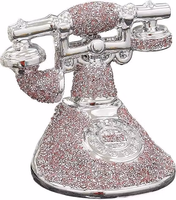 Deenz Romany Pink Crushed Diamond Telephone Crystal Shelf Ornament