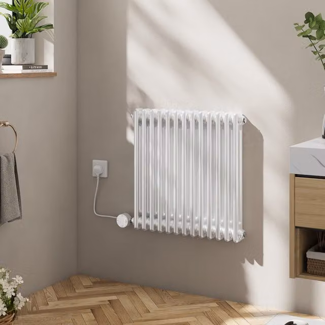 Livingandhome Wall-Mounted Electric Radiator with Thermostat and App Control, White, Width: 60.5 cm