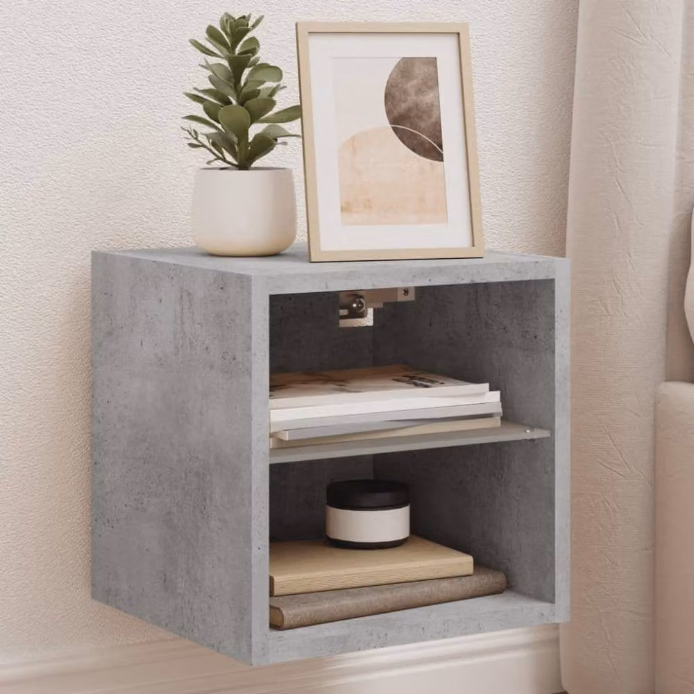 Berkfield Home Modern TV Wall Cabinet with LED Lights in Concrete Grey, W/D/H: 30 x 28.5 x 30 cm – 2