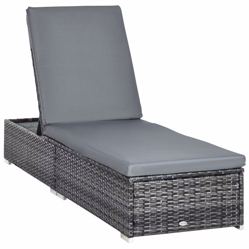 STILVORA Sun Lounger with Adjustable Headrest and Weatherproof Grey Cushion – 4