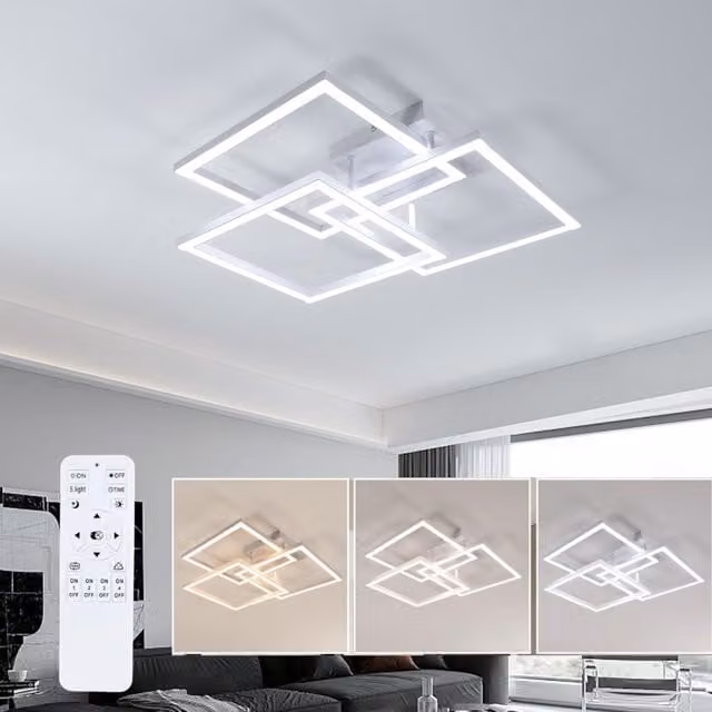 COMELY Modern Square Dimmable LED Ceiling Light, 40W, White