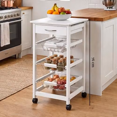 Orsina White Kitchen Trolley – 2