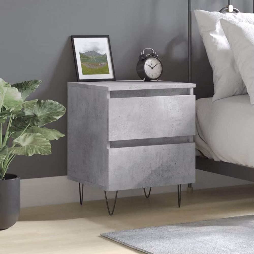 Berkfield Home Elegant Bedside Cabinet in Concrete Grey, W/D/H: 40 x 35 x 50 cm – 2