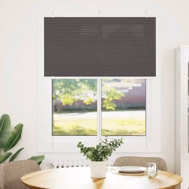 Berkfield Home Single Pleat Corded Blind in Black Polyester, W: 104.4 cm, H: 150 cm – 1