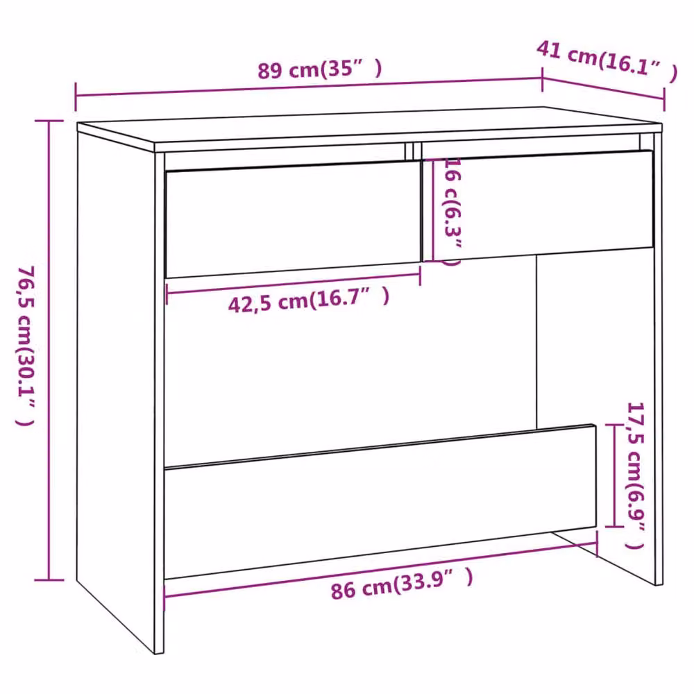 Berkfield Home Decorative Console Table in Smoked Oak Brown, W/D/H: 89 x 41 x 76.5 cm – 6