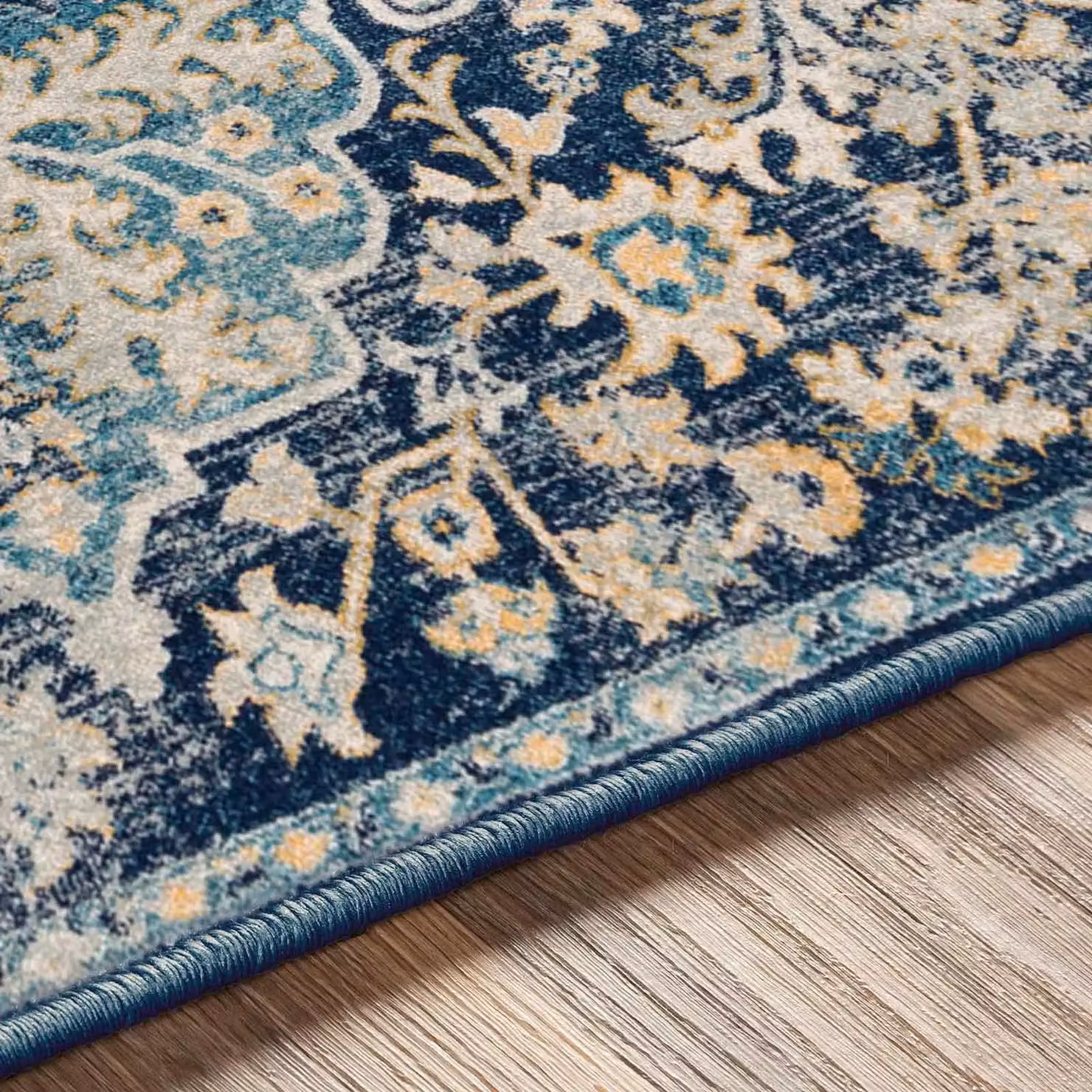 Livabliss Murat Vintage Boho Rectangular Rug in Blue, Yellow and Grey, W: 160 cm, L: 220 cm – 3