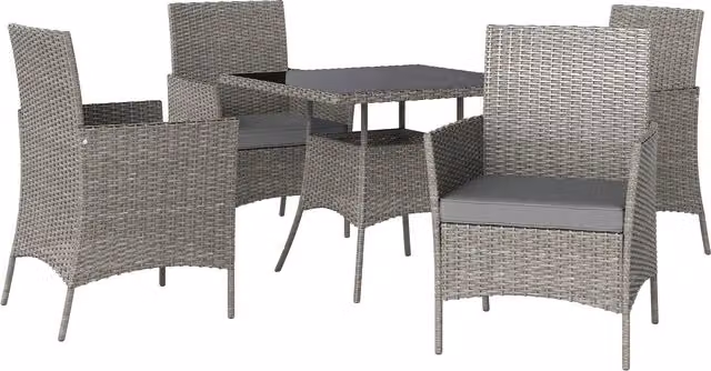 Outsunny Five-Piece Rattan Dining Set in Light Grey – 1