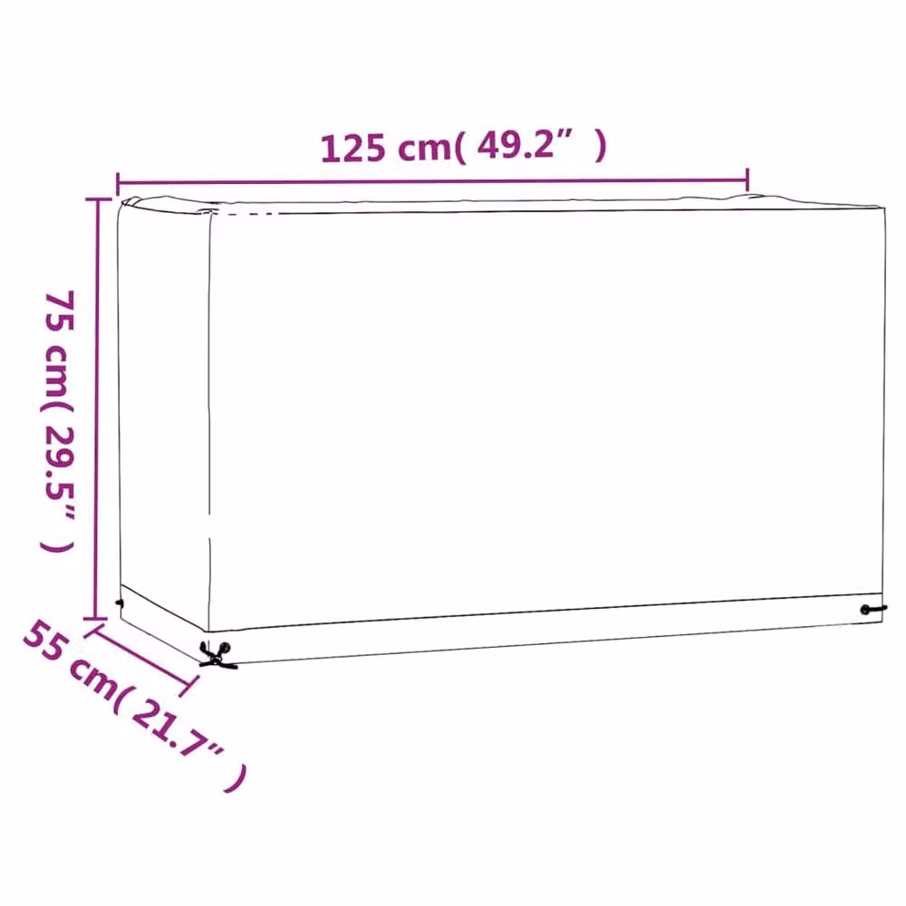 Berkfield Home Rectangular Garden Bench Cover in Black, W/D/H: 125 x 55 x 75 cm – 5