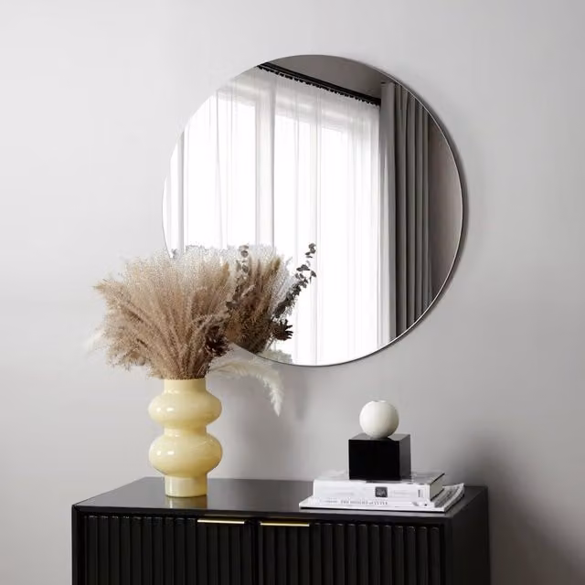 Home Garden Direct Levico Frameless Round Wall Mirror in Clear, Diameter: 70 cm