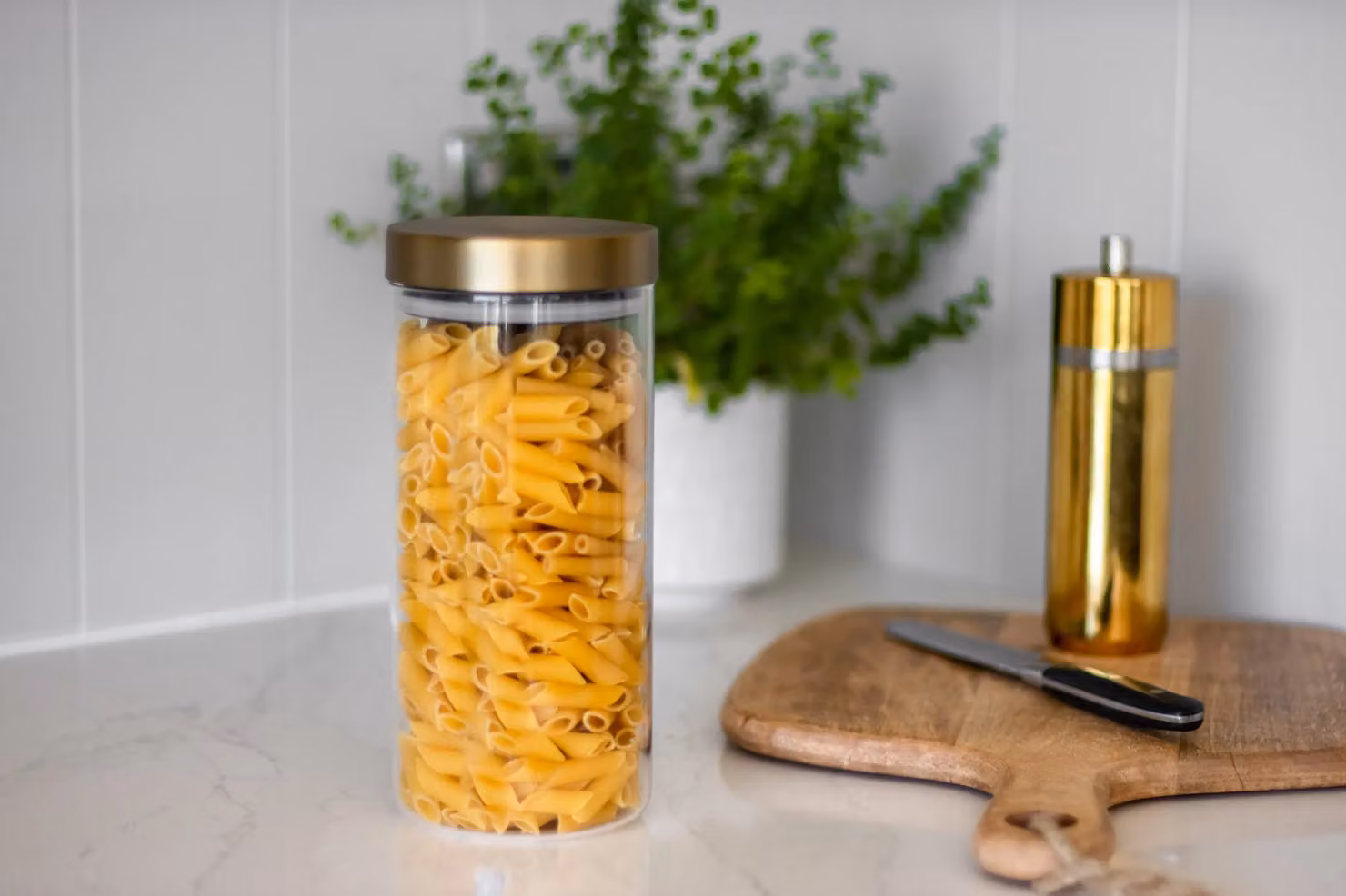 MasterClass Airtight Glass Food Storage Jar with Gold Metal Lid, 1.5 l – 4