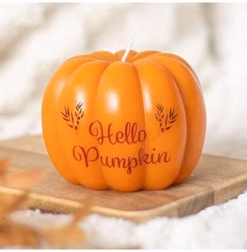 KDMD Hello Pumpkin Shaped Candle in Orange