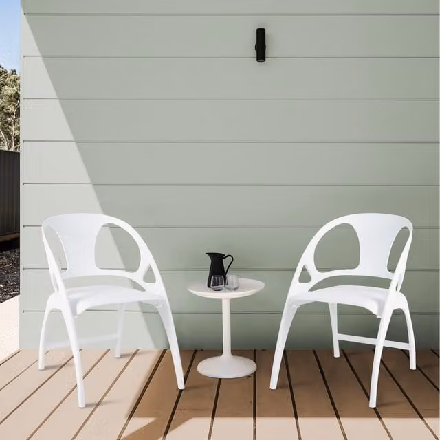 Costway Set of 2 White Folding Dining Chairs with Armrests