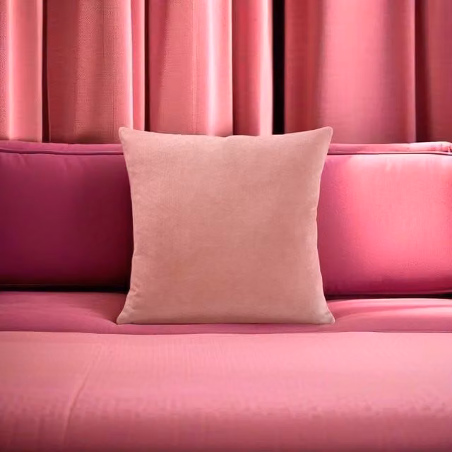 Luxor Living Pink Velvet Chenille Square Cushion, 55 x 55 cm