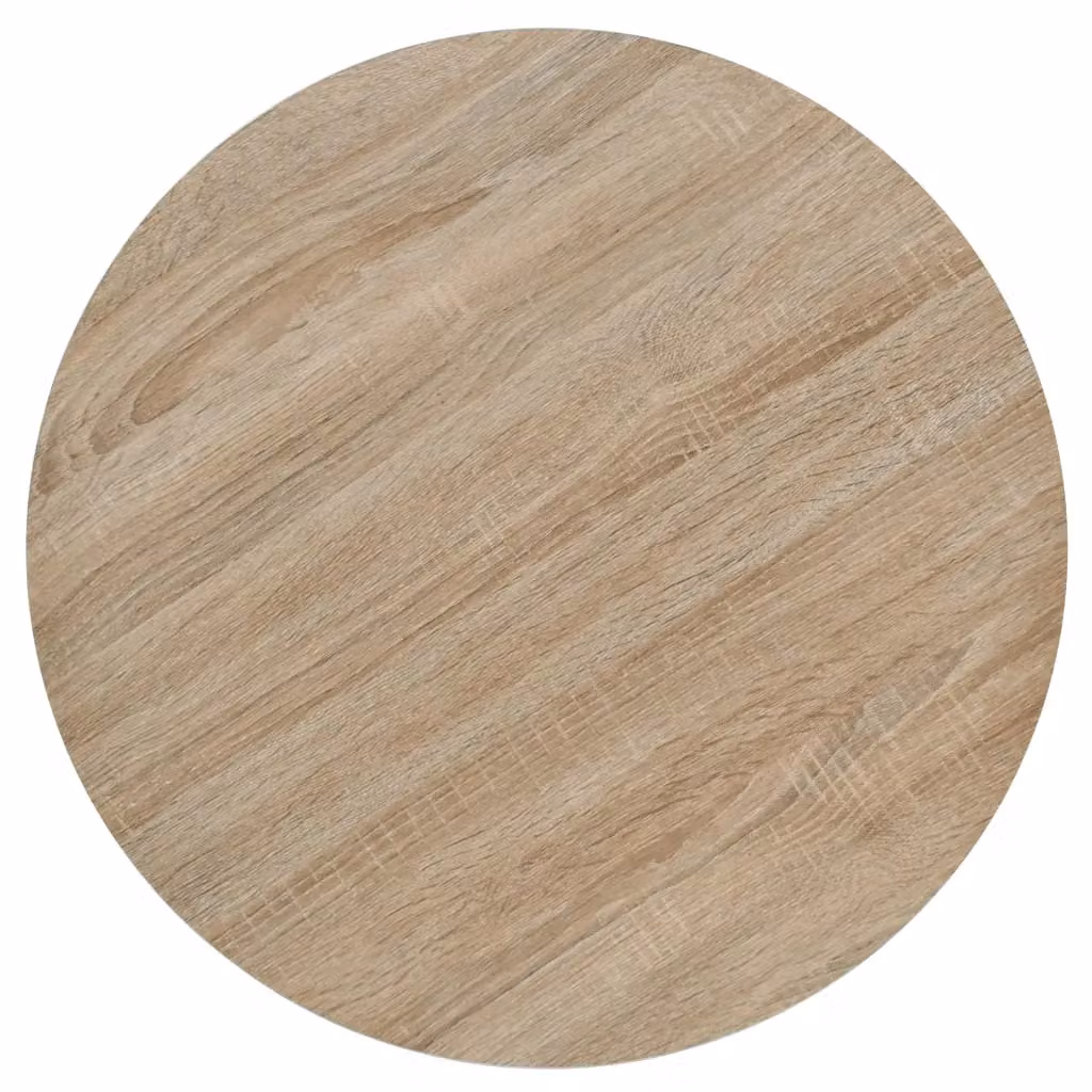 Berkfield Home Bistro Table, Round MDF and Metal, Oak Colour in Beige, W/D/H: 60 x 60 x 75 cm – 3