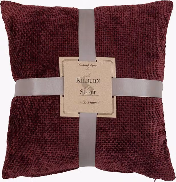 Perch & Parrow Set of 2 Red Chenille Square Cushions