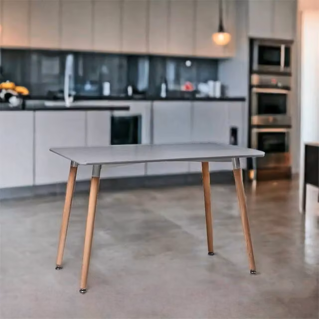 Nordara Grey Scandinavian Style Rectangular Dining Table with Wooden Legs – 1