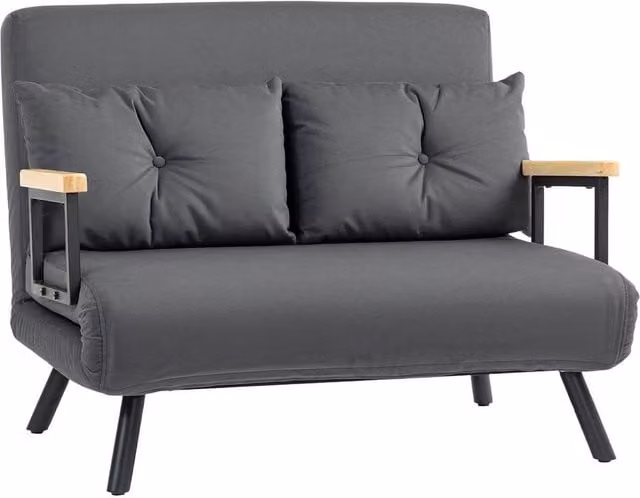 PAWNORA Grey Fabric 2 Seater Click Clack Sofa Bed with Scatter Cushions