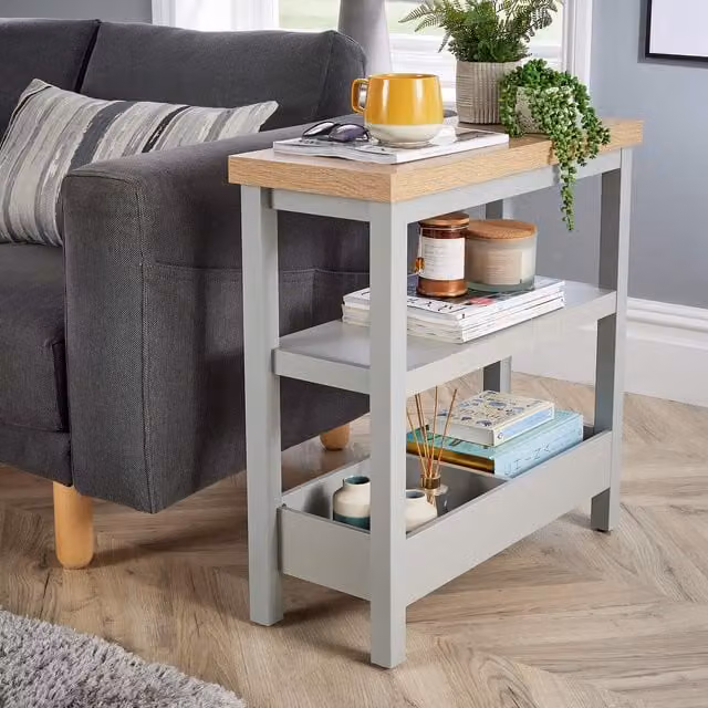 Home Source Avon Slim Side Table in Grey