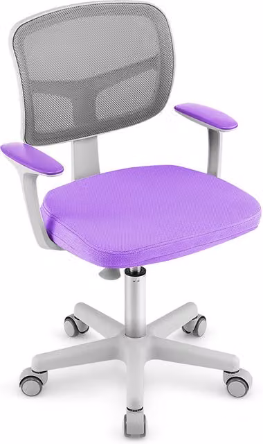 COSTWAY Purple Fabric Childrens Swivel Task Chair with Armrests and Castors