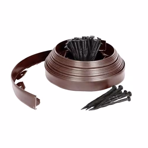 Harbour Housewares 10m Flexible Plastic Lawn Edging in Brown with 40 Pegs – 1