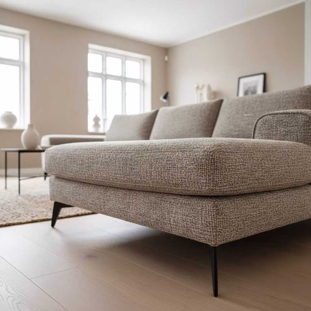 Abakus Direct Venice Chenille L-Shaped Corner Sofa in Beige, Right Hand Facing – 3