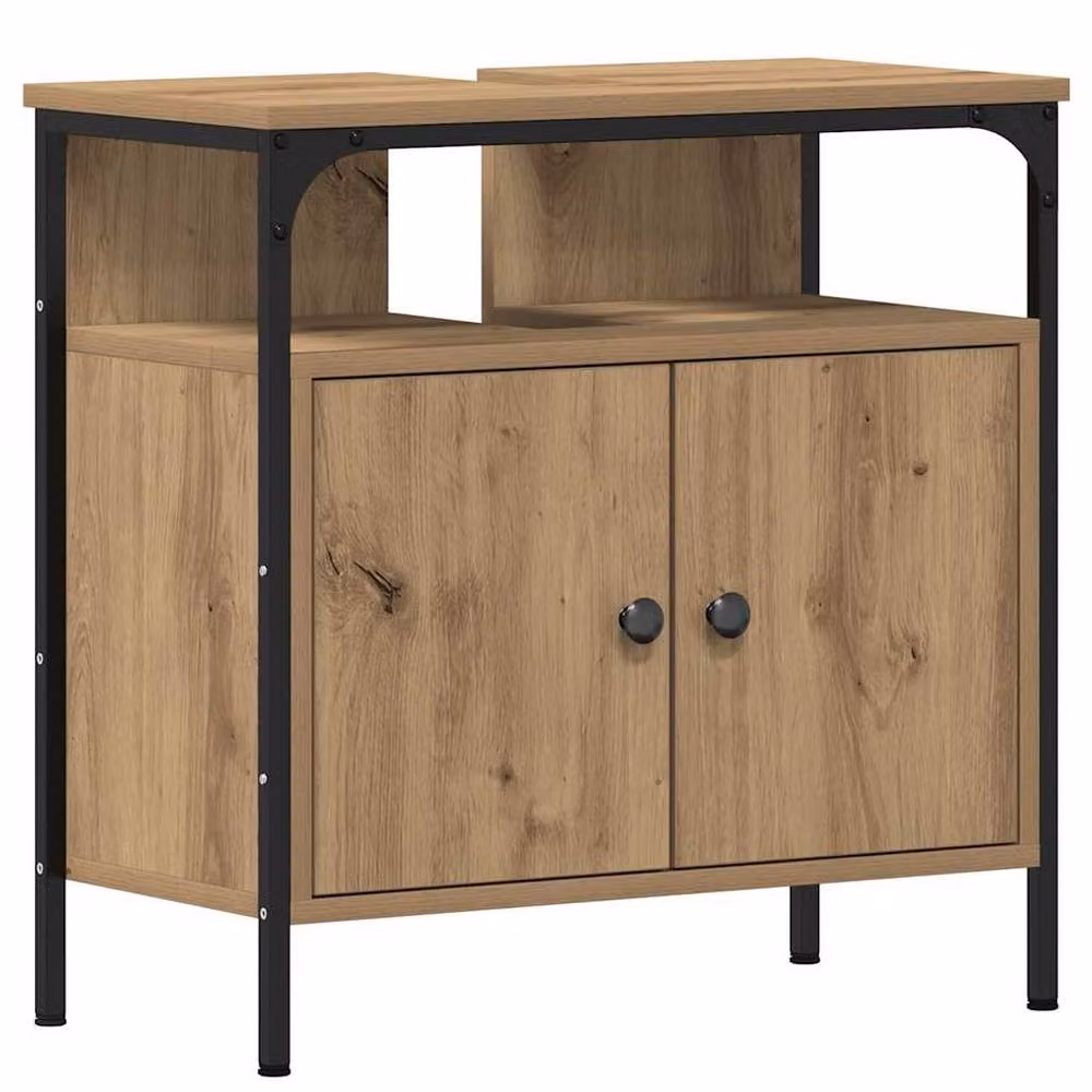 Berkfield Home Artisan Oak Decorative Bathroom Sink Cabinet in Brown W/D/H: 60 x 30 x 60 cm – 2