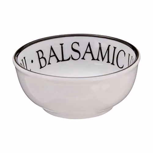 Orsina Set of 2 White Porcelain Dipping Bowls with Black Lettering