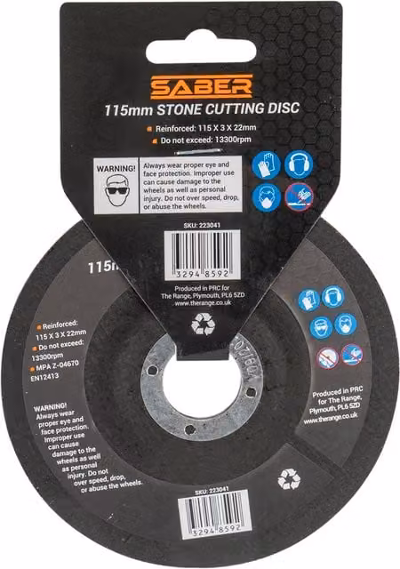 Saber Black Stone Cutting Disc, Diameter: 115 mm, Thickness: 3 mm