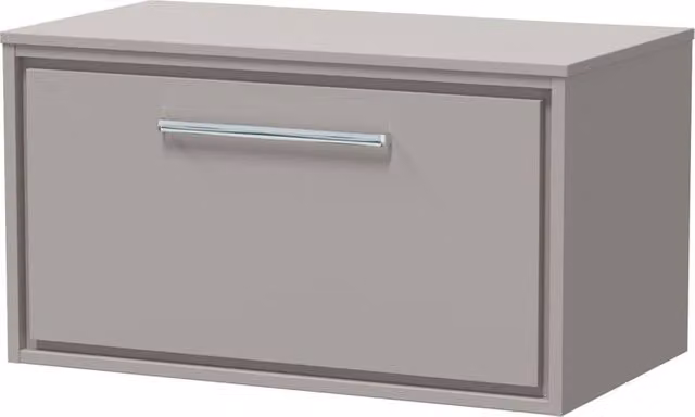 Balterley 800mm Wall Hung Single Drawer Vanity with Worktop in Pebble Grey