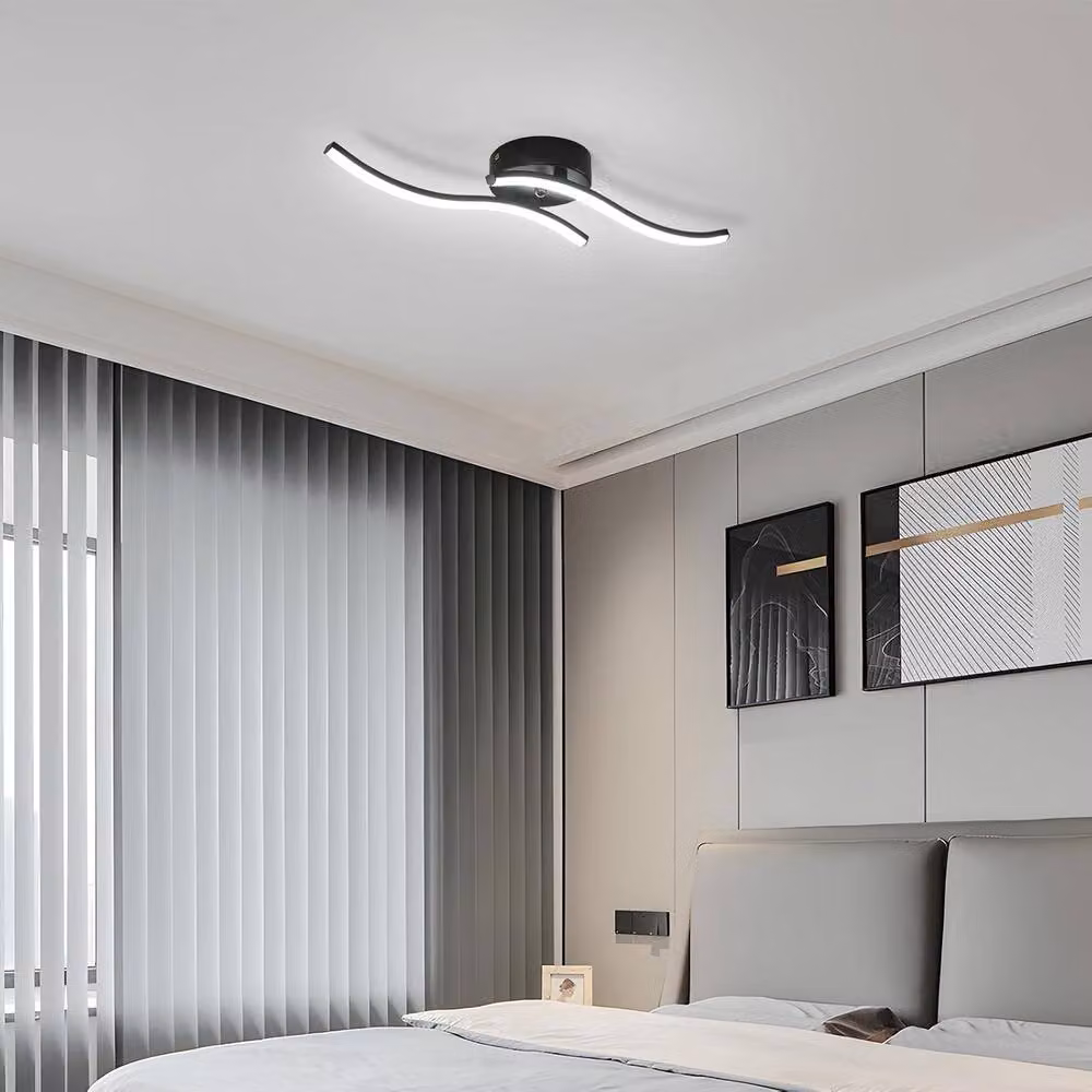 Goeco Modern LED Ceiling Light, 12 W, Black Acrylic and Aluminium Chandelier with 6500 K Cool White Light – 2