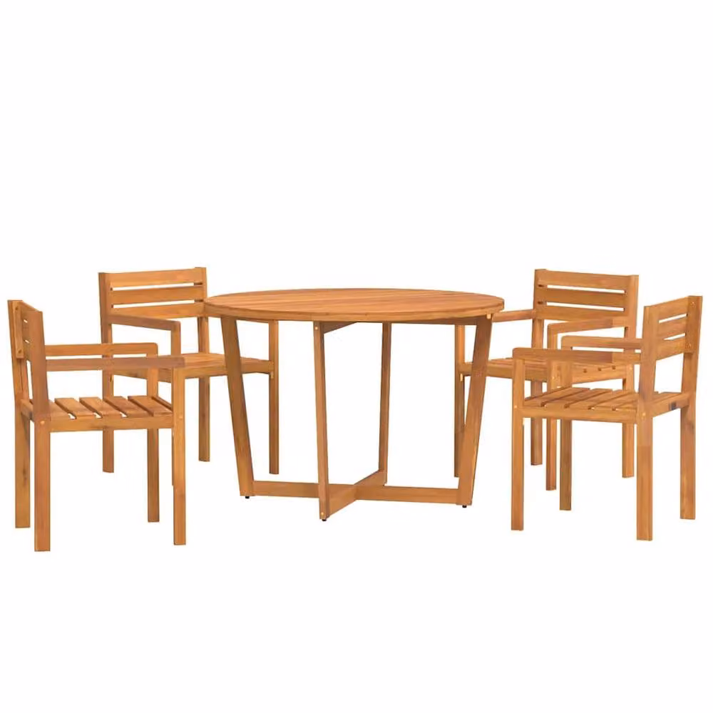 Berkfield Home 5 Piece Garden Dining Set in Brown Oiled Acacia Wood – 2