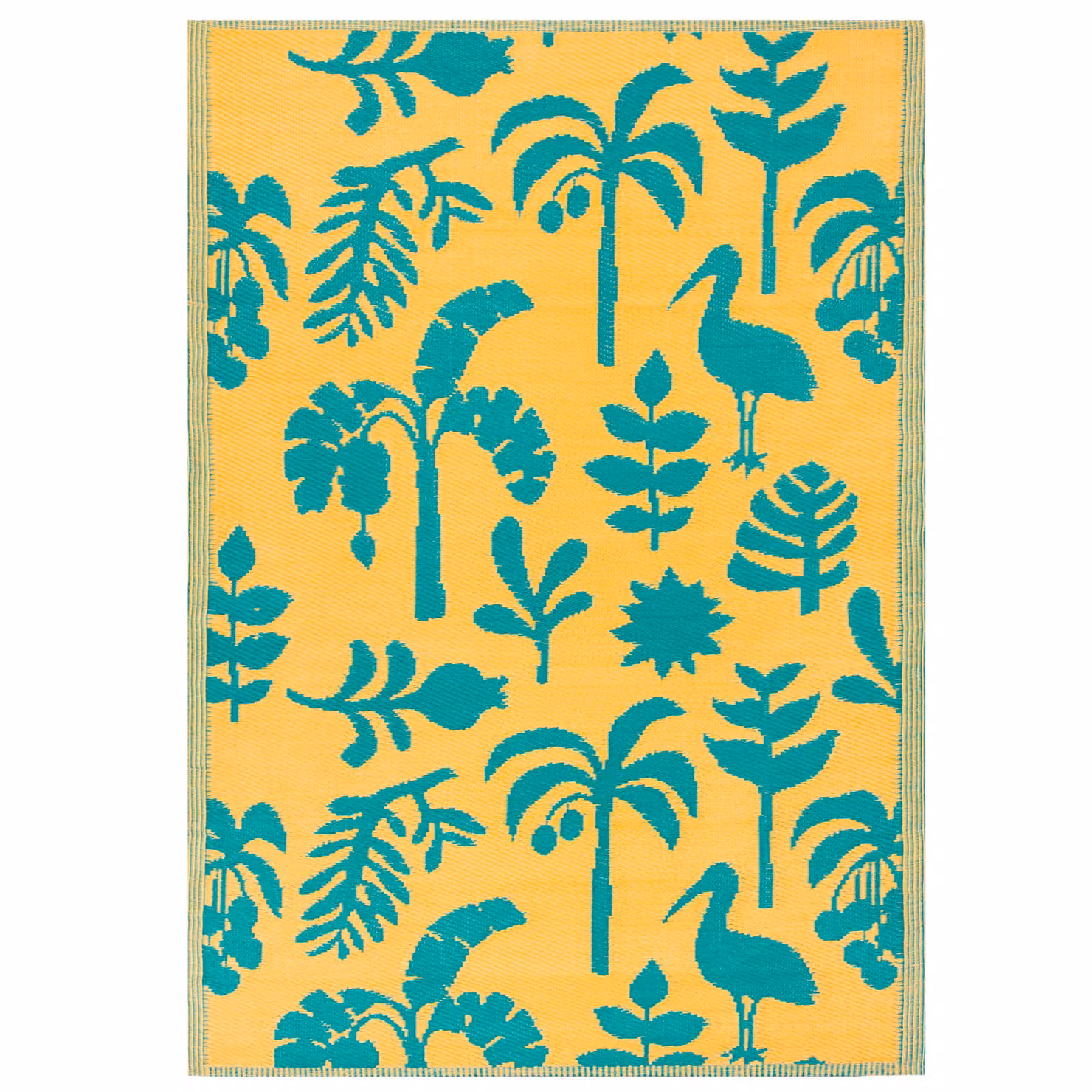 Furn Marula Woven Floral Indoor/Outdoor Rug in Yellow and Turquoise, W/D/H: 120 x 180 x 1 cm – 2