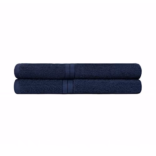 OHS 2 Pack of Blue 100% Cotton Fluffy and Quick Drying Bathroom Hand Towels, W/H: 50 x 50 cm – 1