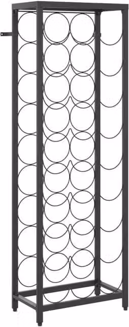 Berkfield Home Black Wrought Iron Wine Rack for 27 Bottles, W/D/H: 34 x 18 x 100 cm