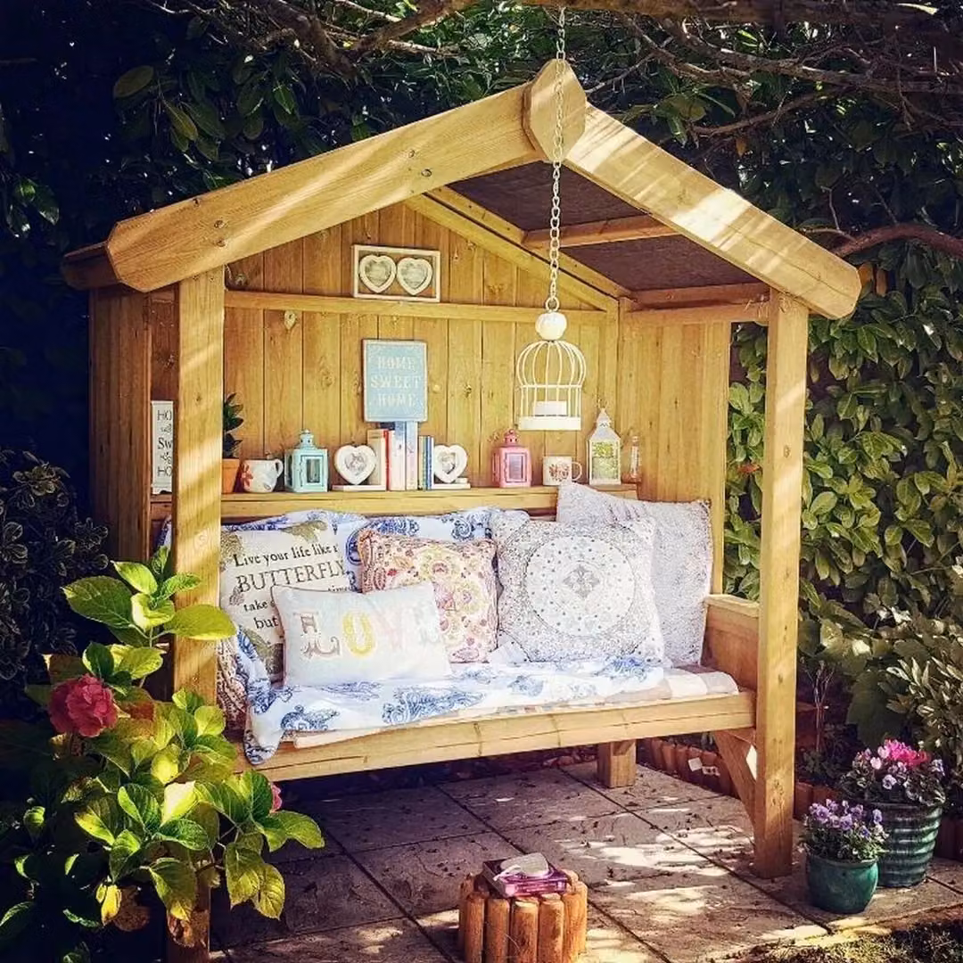 Churnet Valley Garden Furniture Ltd Cottage Arbour Wooden Bench for Three Adults in Brown W/D/H: 205 x 170 x 90 cm – 4