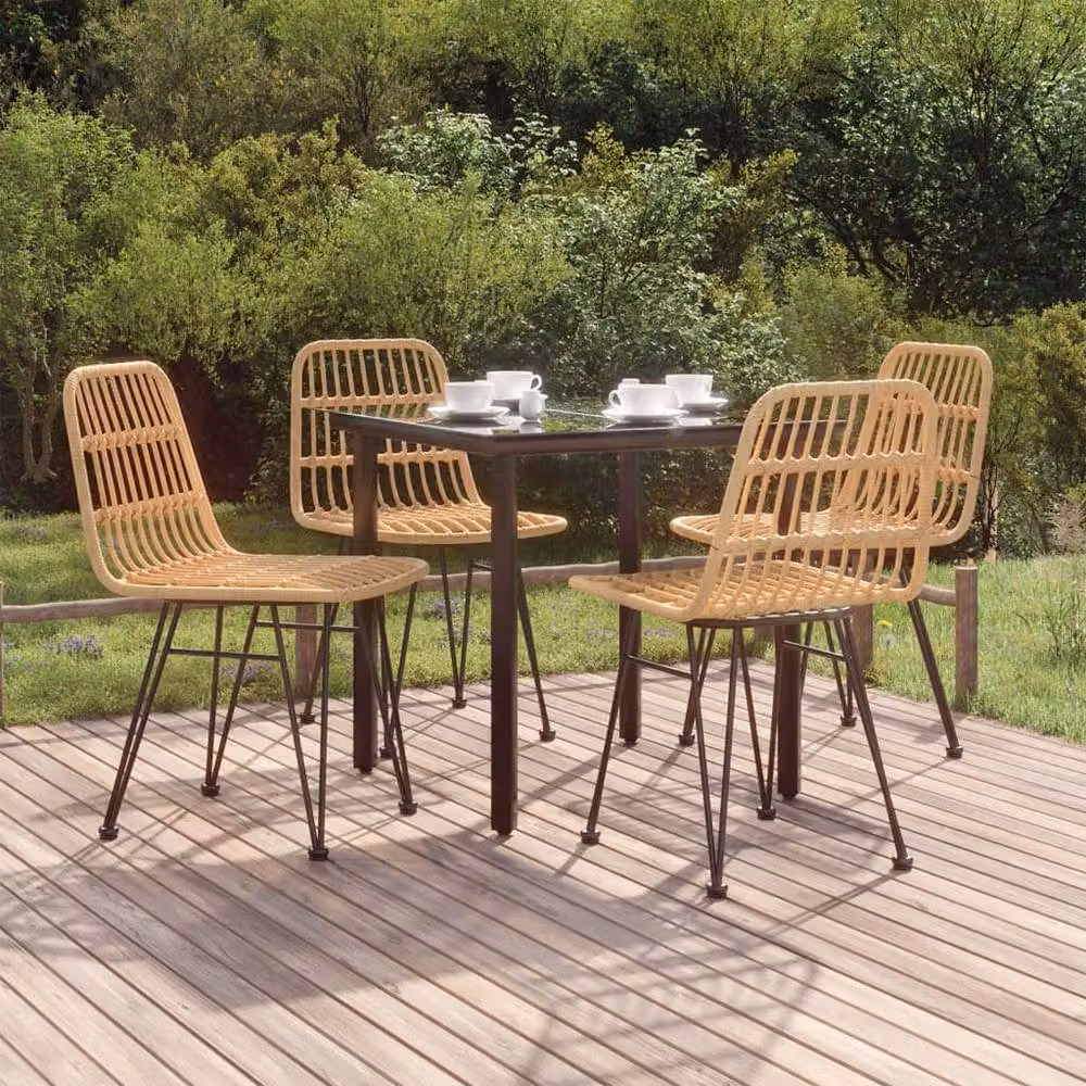 Berkfield Home 5 Piece Brown Poly Rattan Garden Dining Set – 2