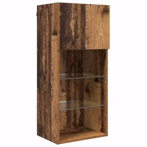 vidaXL Modern Wall Mounted TV Unit with Integrated LED Lighting in Old Wood Brown, 5 Pieces – 4