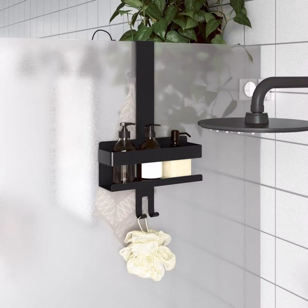 Berkfield Home Hanging Shower Caddy in Matt Black Brushed 304 Stainless Steel – 2